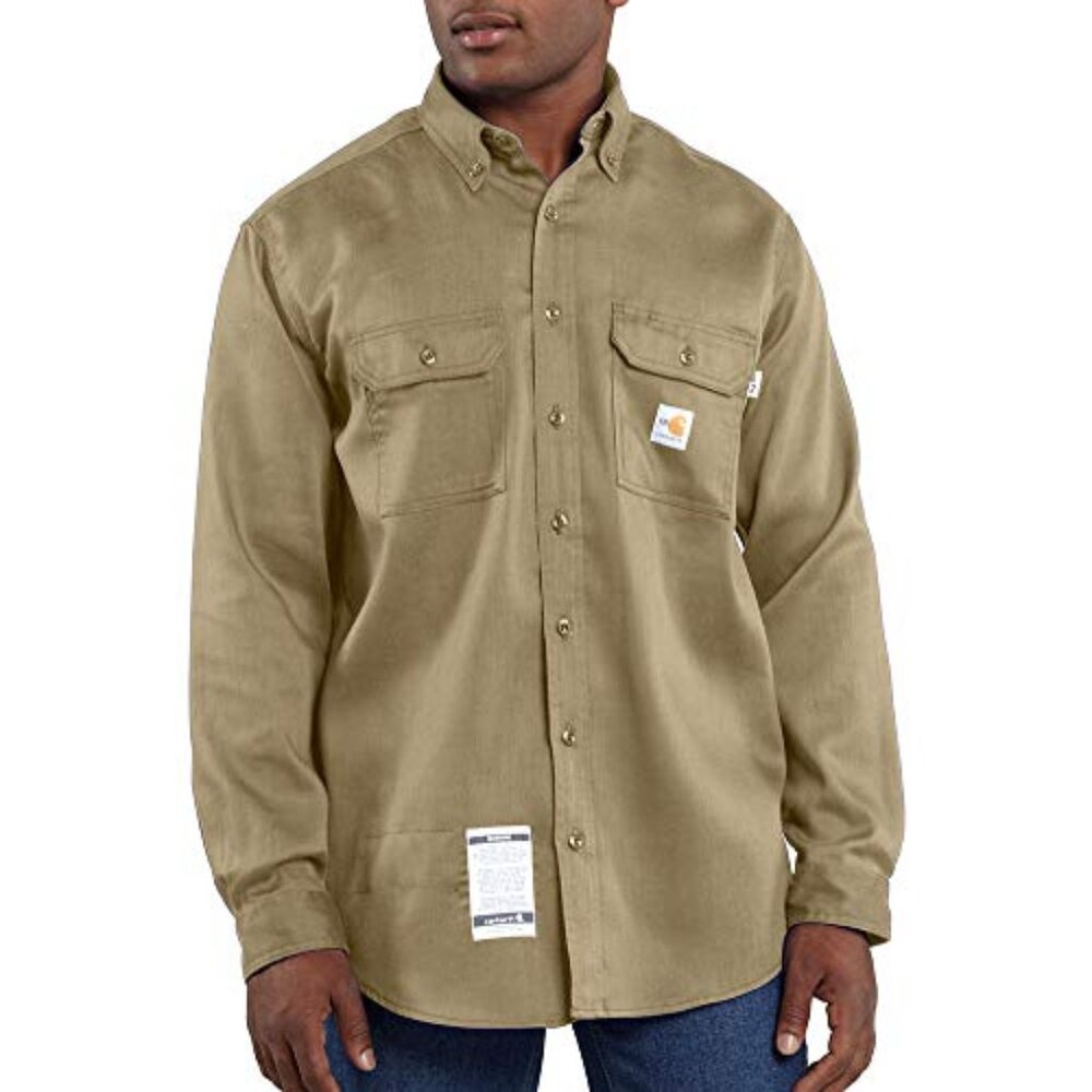 carhartt / Flame Resistant Lightweight Twill Shirt Khaki Brown L